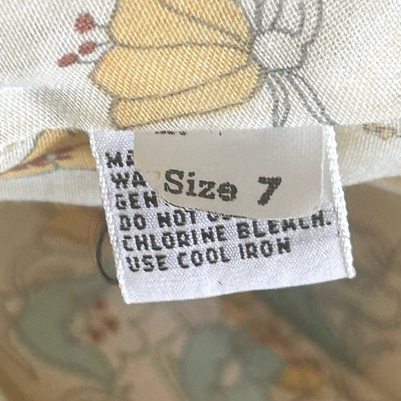 ACT I NEW YORK VTG 70s Pale Yellow Boho Floral Flutter Sleeve Maxi Dress Sz 7 S - Picture 11 of 14